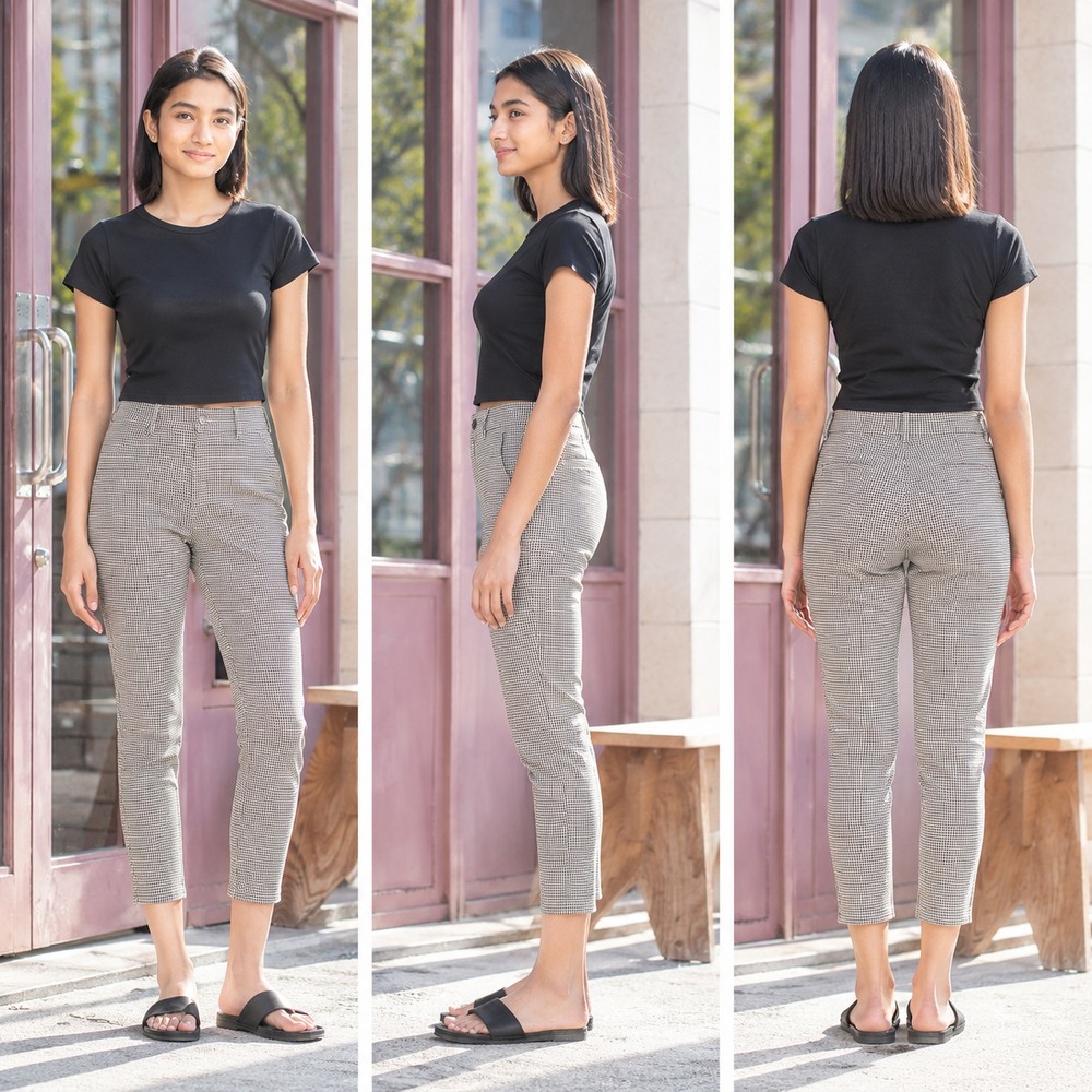 Uniqlo Ultra Stretch Leggings Pants Womens L Black White Houndstooth High Rise